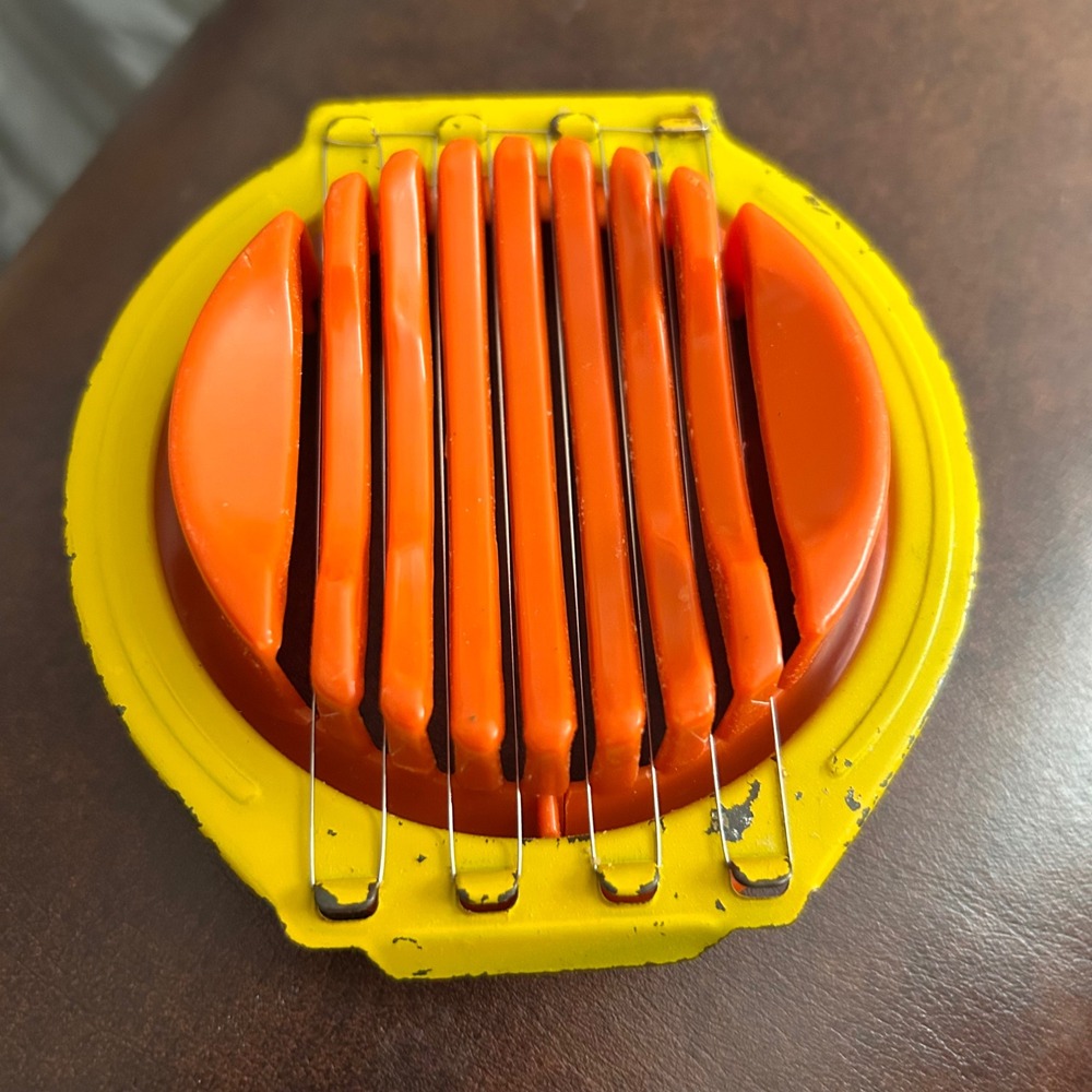 Vintage Made In Hungary Egg Slicer Yellow Orange Kitchen Gadget  Retro